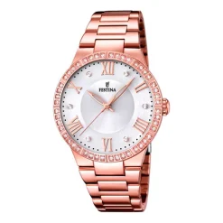 Rosévergoldete Damenuhr Edelstahl F16721/1