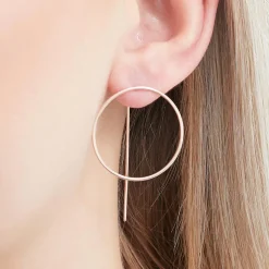 Rosévergoldete 925er Silber Kreis Ohrhänger LSE0029