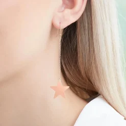 Rosévergoldete 925er Silber Ohrhänger Sterne SE0914SL