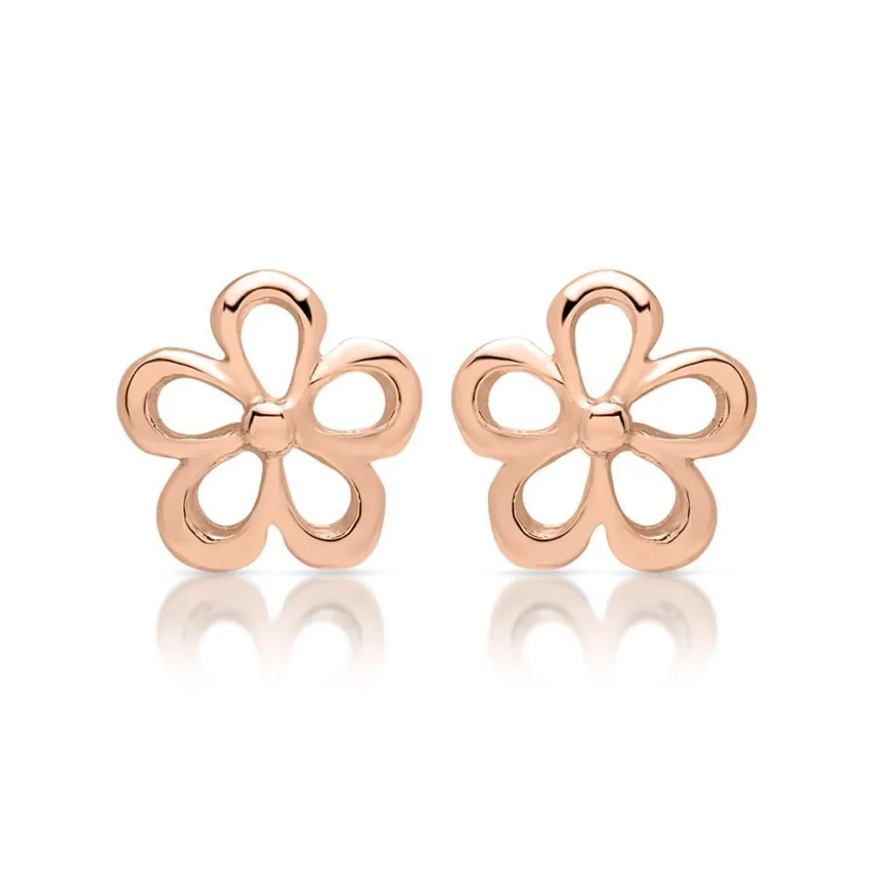 Rosévergoldete Ohrstecker 925er Silber Blüte LSE0002