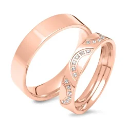 Rosévergoldete Partnerringe aus Edelstahl R9220s