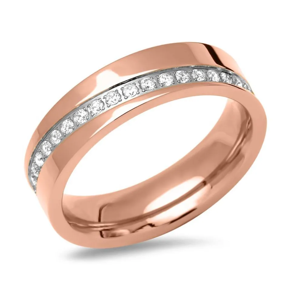 Rosévergoldete Trauringe mit Zirkoniabesatz R9226s