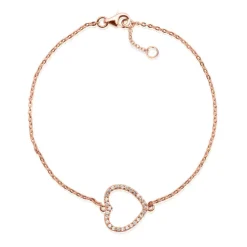 Rosé-vergoldetes 925 Silberarmband Herzanhänger SB0115