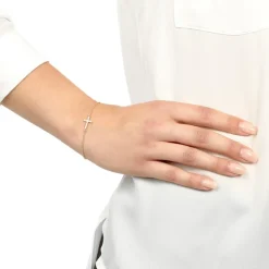 Rosé-vergoldetes 925 Silberarmband Kreuzanhänger SB0118