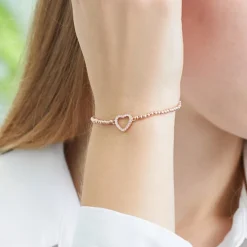 Rosévergoldetes 925er Silber Herzarmband Zirkonia SB0368