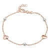 Rosévergoldetes 925er Silber Armband Herzen und Perlen SB0397