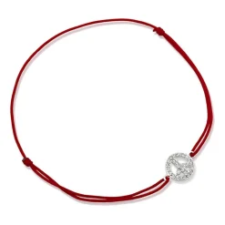 Rotes Textilarmband mit Silberelement TXB0058