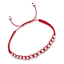 Rotes Textilarmband mit Silberelementen TXB0034