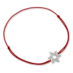 Rotes Textilarmband mit Silberelement TXB0054