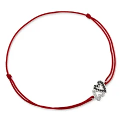 Rotes Textilarmband mit Silberelement TXB0065