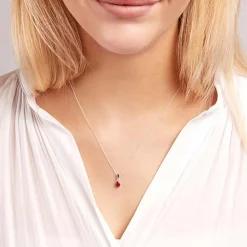 Rubin Anhänger Weißgold 14 Karat 3 Diamanten DP0145SL