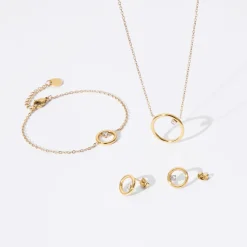 Schmuckset aus vergoldetem Edelstahl SET0003