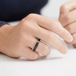 Schwarzer Edelstahlring 4,5 mm breit R9241SL