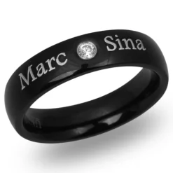 Schwarzer Edelstahlring inkl. Lasergravur R9084czlge