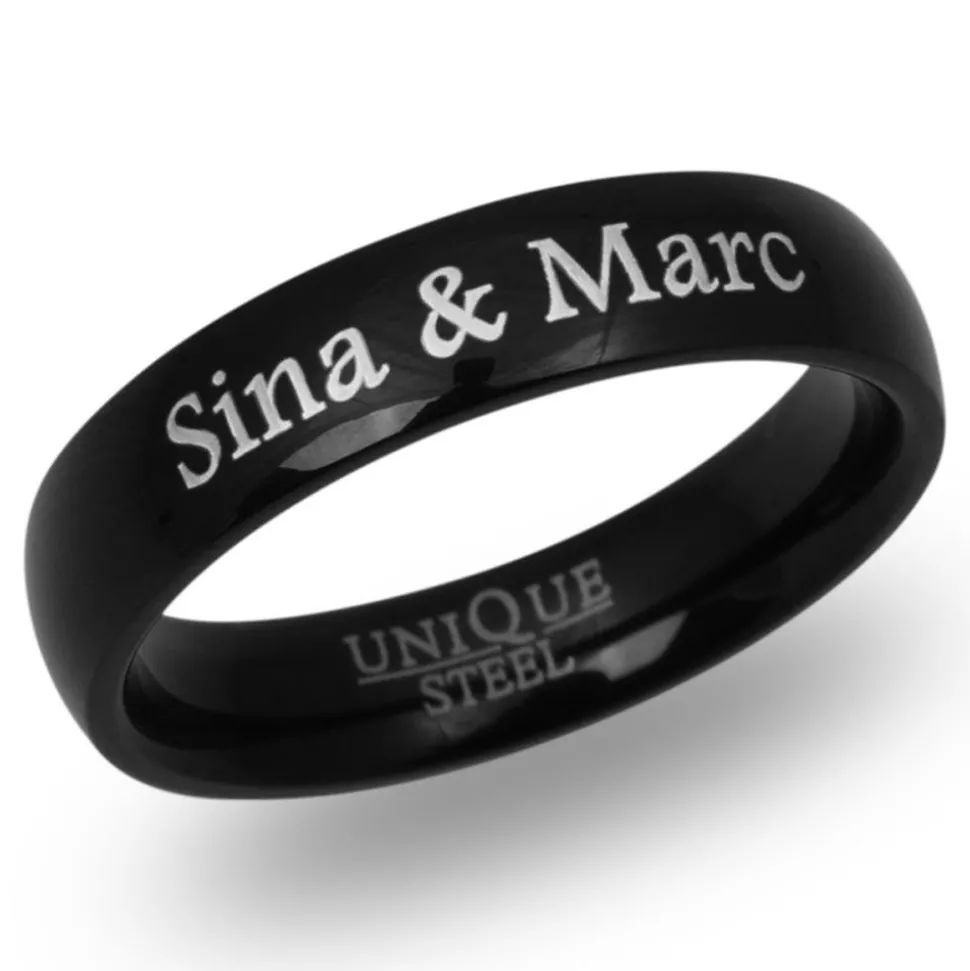 Schwarzer Edelstahlring inkl. Lasergravur R9084lge