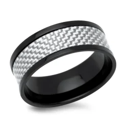 Schwarzer Edelstahlring mit Carboneinlage R5072SL