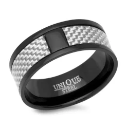 Schwarzer Edelstahlring mit Carboneinlage R5072SL