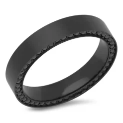 Schwarzer Edelstahlring Zirkonia 4,5 mm breit R9241czSL
