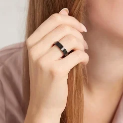 Schwarzer Edelstahlring Zirkonia 4,5 mm breit R9241czSL