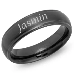 Schwarzer Keramik Ring Lasergravur KR0008lge
