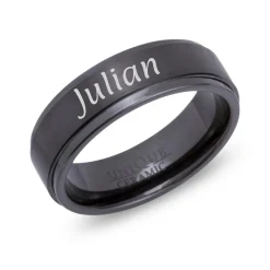 Schwarzer Keramik Ring Lasergravur KR0001lge