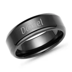 Schwarzer Keramikring Lasergravur kratzfest KR0002lge