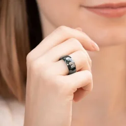 Schwarzer Keramikring Lasergravur kratzfest KR0007lge