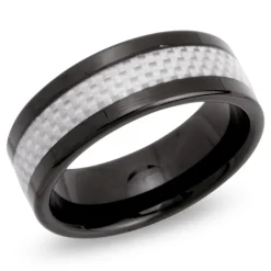 Schwarzer Wolframring Carbon Lasergravur TUR0033lge