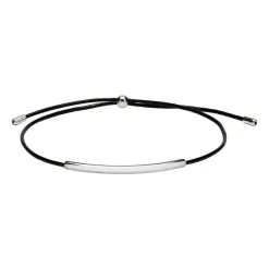 Schwarzes Textilarmband mit 925er Silberelementen SB0361