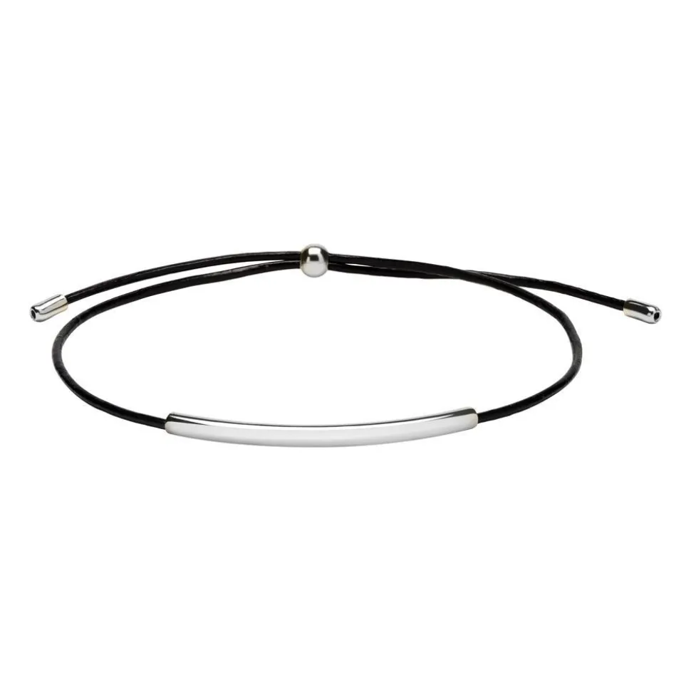 Schwarzes Textilarmband mit 925er Silberelementen SB0361