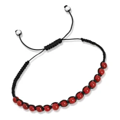 Schwarzes Textilarmband mit Silberelementen TXB0039