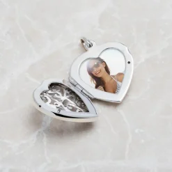 Silber HerzMedaillon Gravur möglich SP0277SL