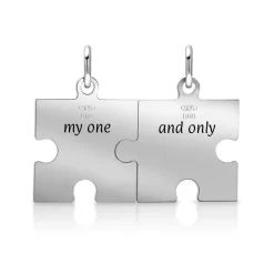 Silber Partneranhänger Puzzleteil teillackiert SP0598SL