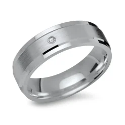 Silber Ring Zirkonia Kanten poliert matt 6 mm R8516czSL