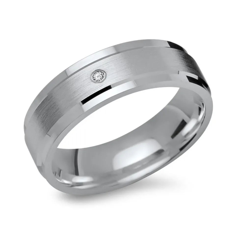 Silber Ring Zirkonia Kanten poliert matt 6 mm R8516czSL