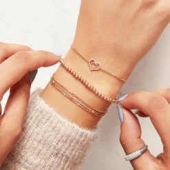 Silberarmband rosévergoldet mit Karabinerverschluss SB0303