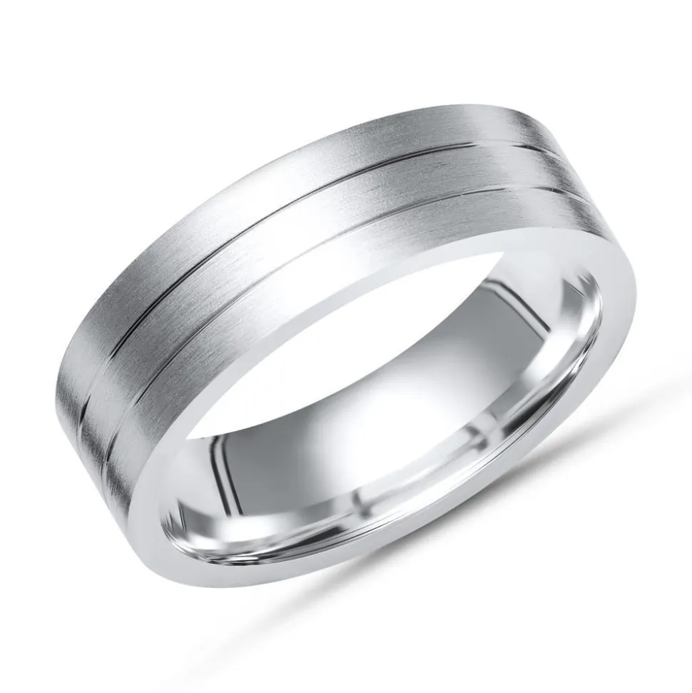 Silberring 925er Silber matt Glanzrillen 6,5 mm R8511SL