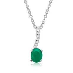 Smaragd Anhänger 585er Weißgold mit 7 Diamanten DP0143SL