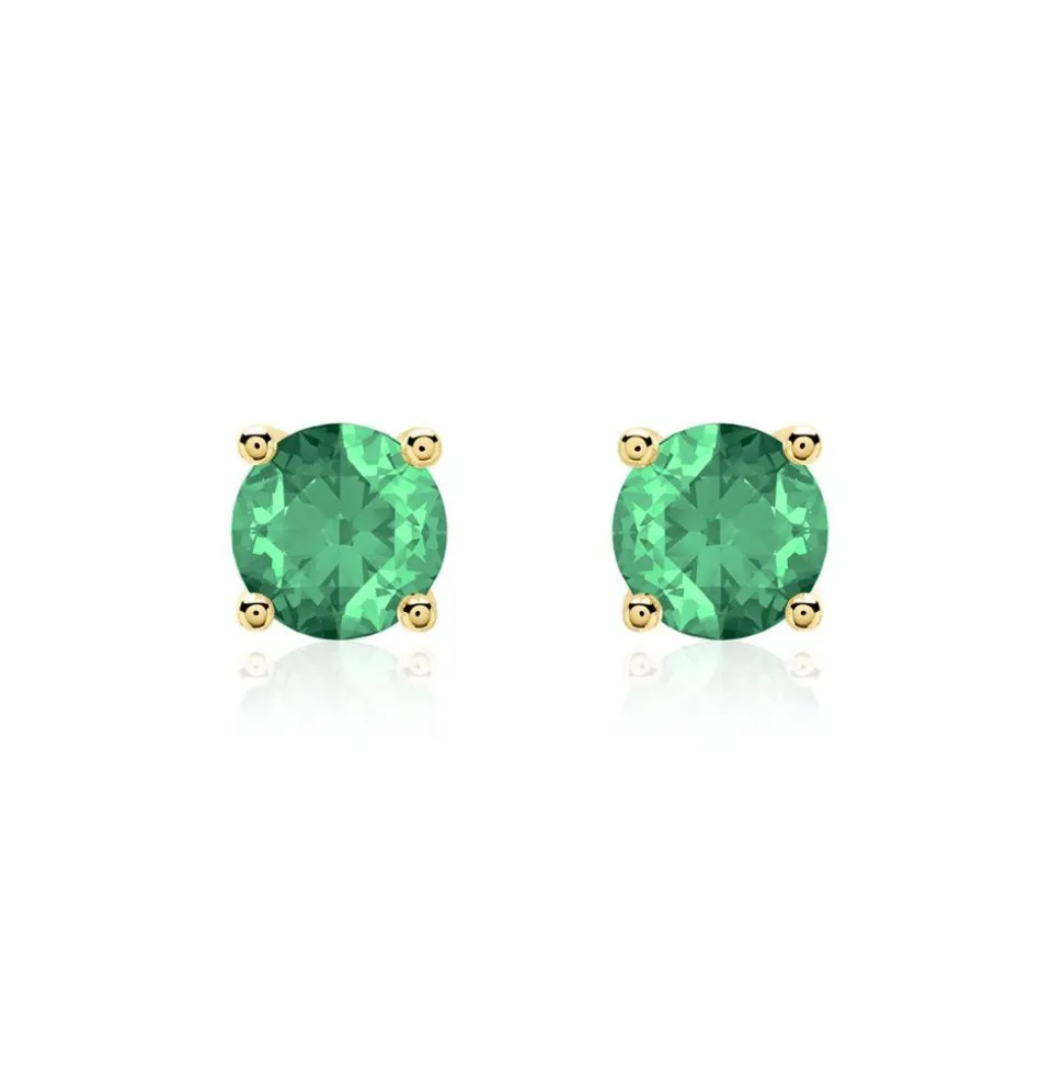 Smaragd Ohrstecker für Damen aus 14 Karat Gold BDE0022Sm-14KGSL