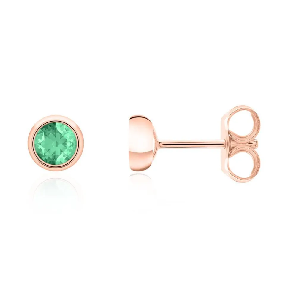 Smaragd Ohrstecker für Damen aus 585er Roségold BDE0034Sm-14KRSL