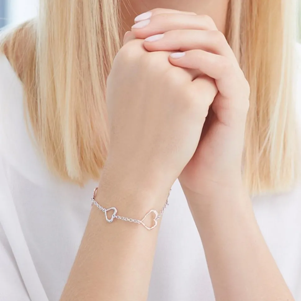 Sterlingsilber Armband Herzen rosévergoldet SB0396