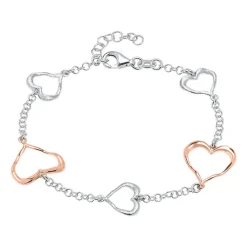 Sterlingsilber Armband Herzen rosévergoldet SB0396