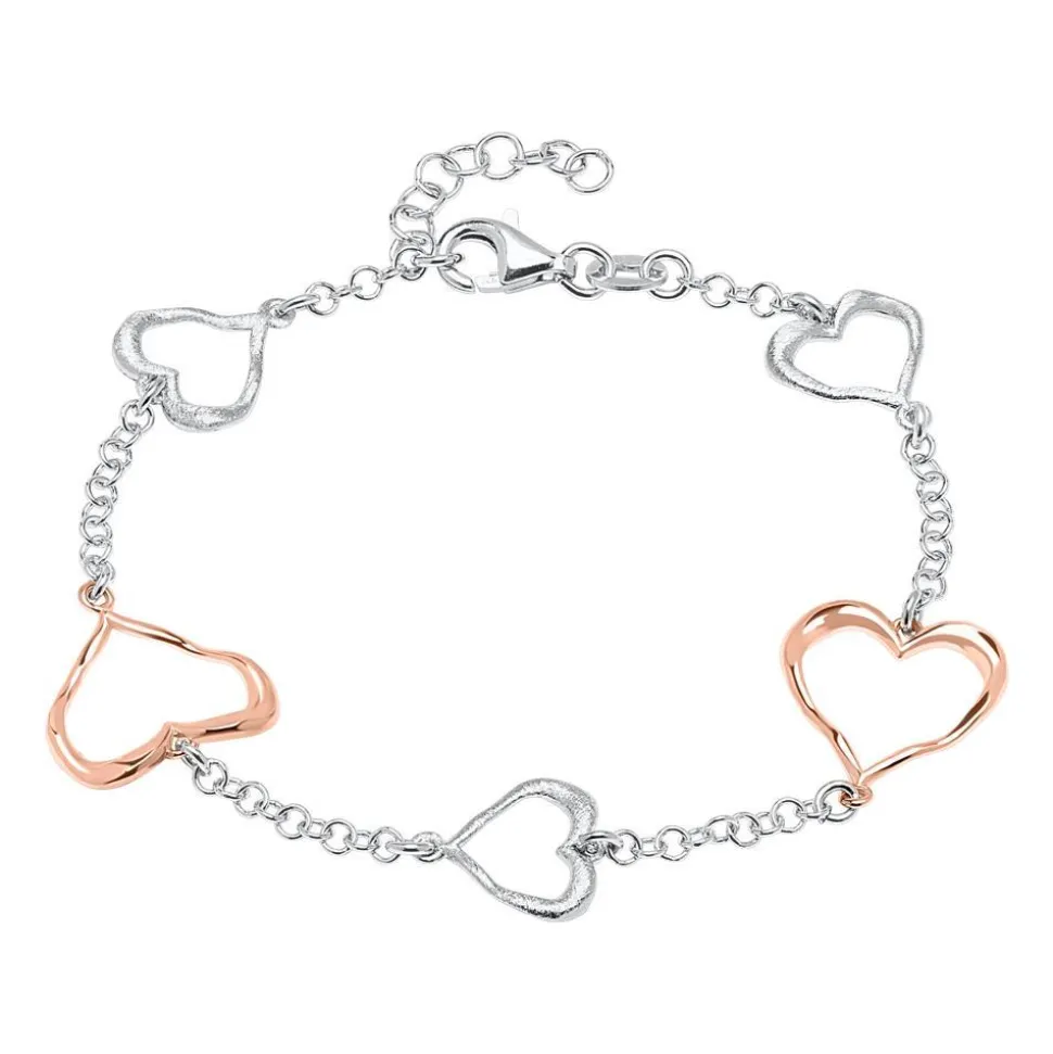Sterlingsilber Armband Herzen rosévergoldet SB0396