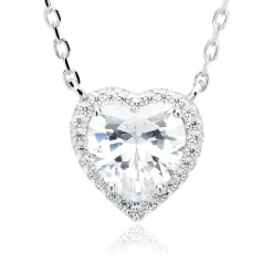 Sterlingsilber Kette poliert mit Herz Zirkonia SN0340