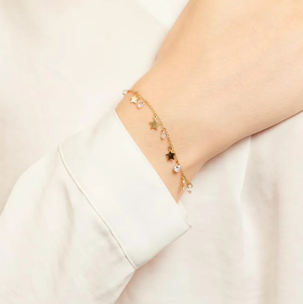 Stern Armband aus vergoldetem 925er Silber mit Zirkonia SB0373