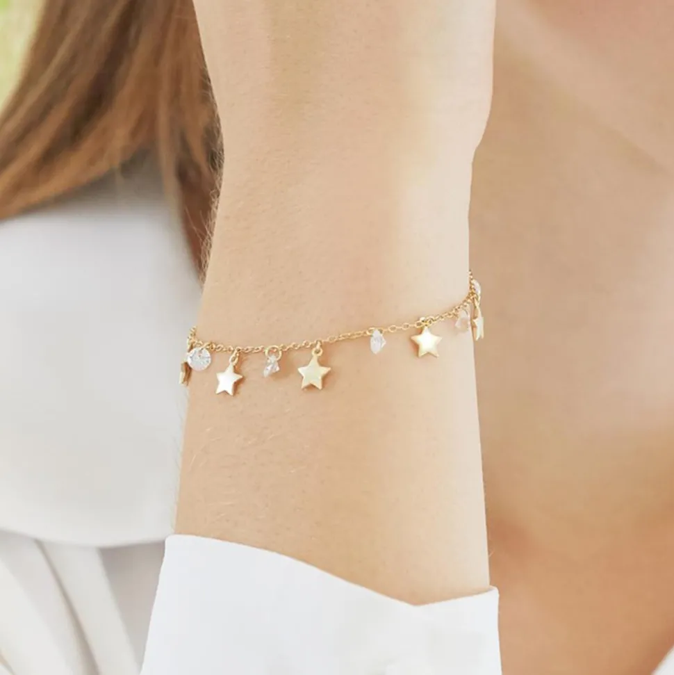 Stern Armband aus vergoldetem 925er Silber mit Zirkonia SB0373