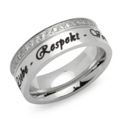 Teilpolierter Edelstahlring mit Lasergravur R9181czlge