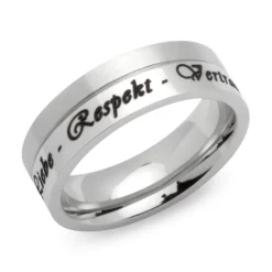 Teilpolierter Edelstahlring inkl. Lasergravur R9181lge