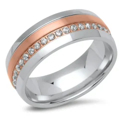 Teilvergoldeter Damenring Edelstahl rosé R9243czSL