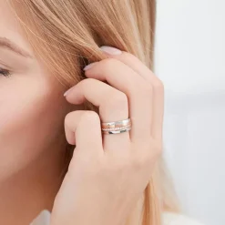 Teilvergoldeter Damenring Edelstahl rosé R9243czSL